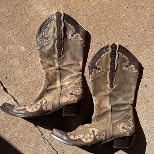 Brown Two Tone Leather Giani Bini Boots